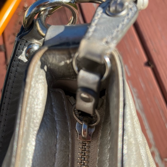 COACH silver  shoulder C logo canvas and silver leather - Picture 14 of 16